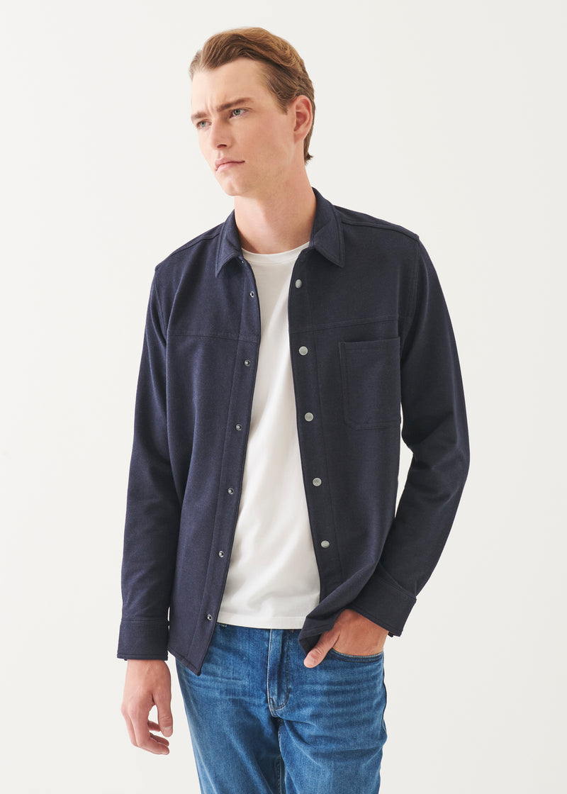 Patrick Assaraf Pima Cotton Stretch Overdye Snap Front Shirt
