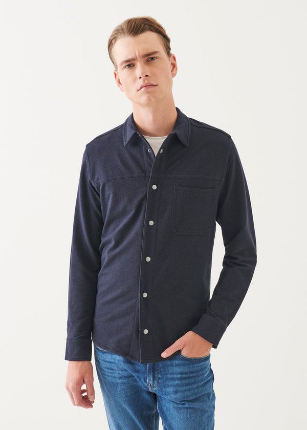 Patrick Assaraf Pima Cotton Stretch Overdye Snap Front Shirt