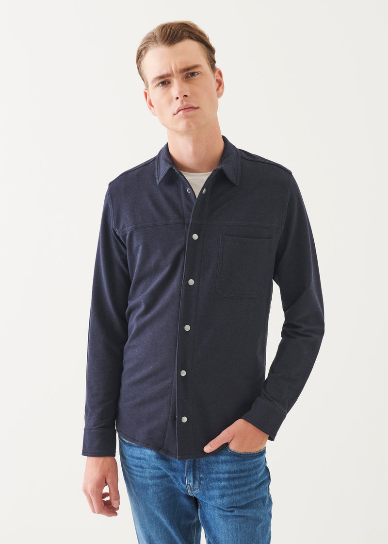Patrick Assaraf Pima Cotton Stretch Overdye Snap Front Shirt