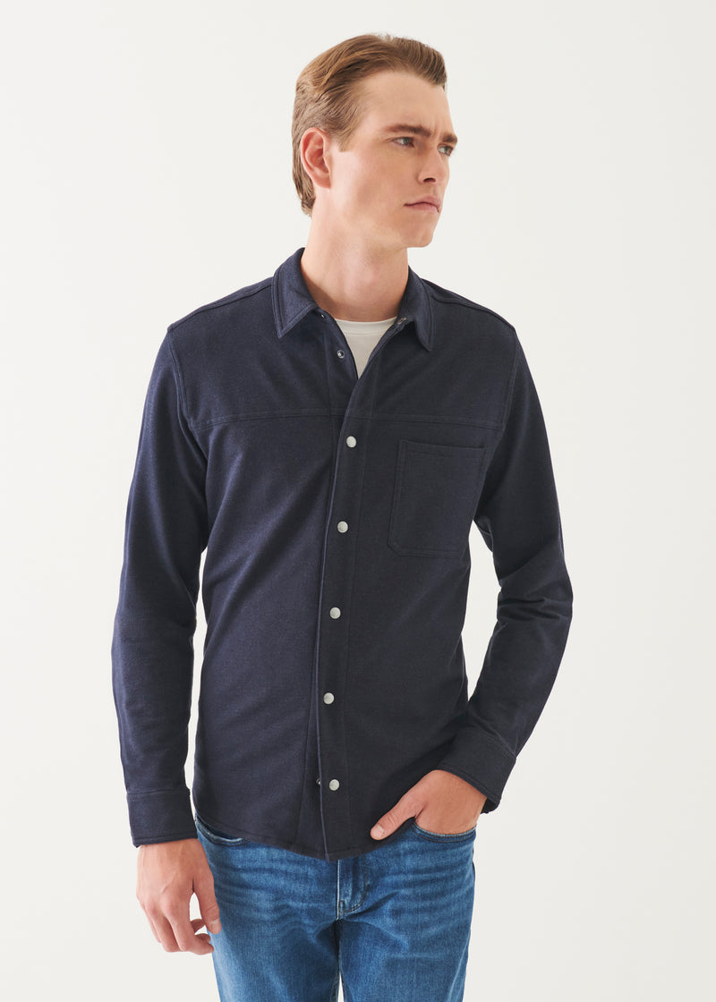 Patrick Assaraf Pima Cotton Stretch Overdye Snap Front Shirt