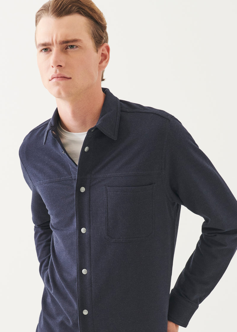 Patrick Assaraf Pima Cotton Stretch Overdye Snap Front Shirt