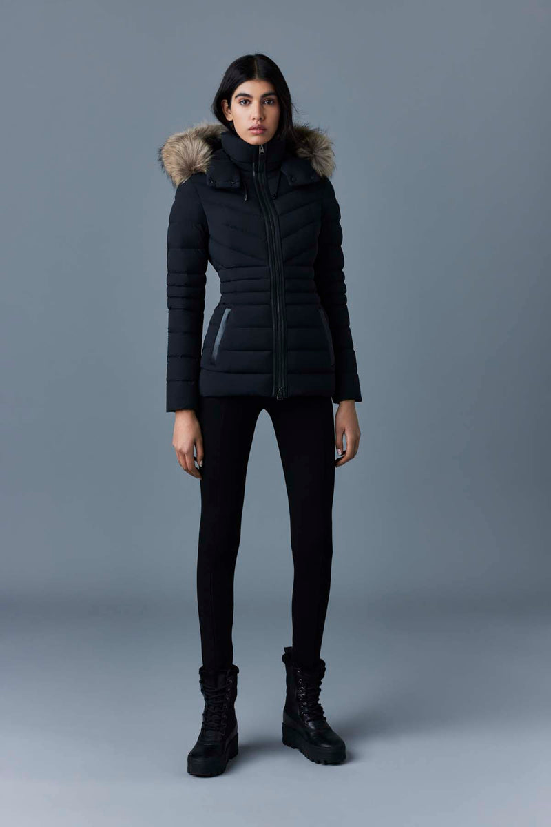 Mackage Patsy-F Black Down Jacket with Natural Fox Fur