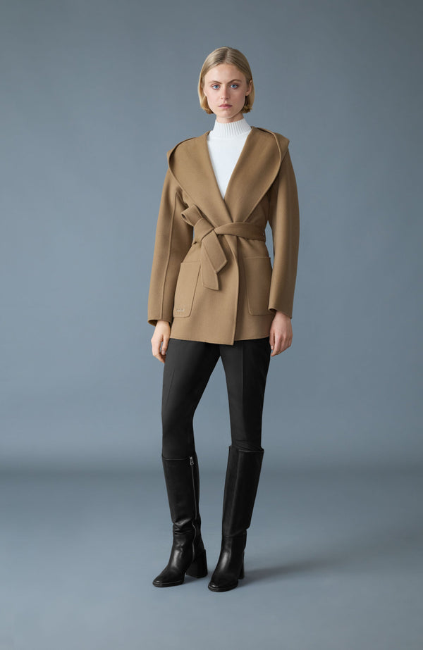 Mackage PAYA Wool Wrap Coat With Sash Belt
