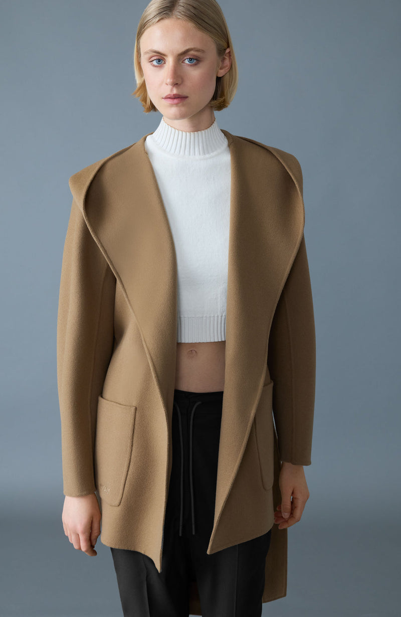 Mackage PAYA Wool Wrap Coat With Sash Belt