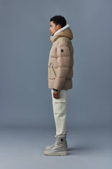 Mackage Mens Riley Classic Down Jacket with Removable Shearling Bib