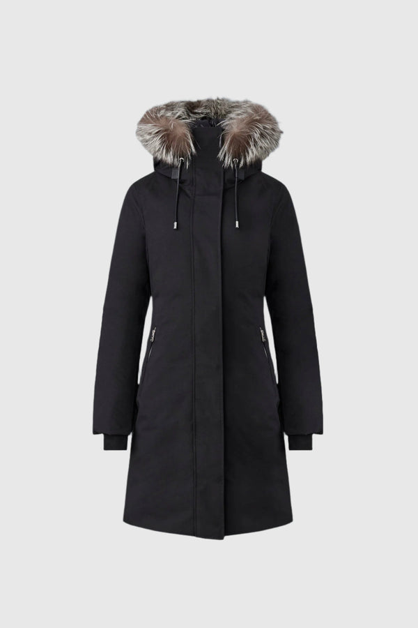 MACKAGE SHILOH-X 2-in-1 fitted down coat with removable bib and silver fox fur