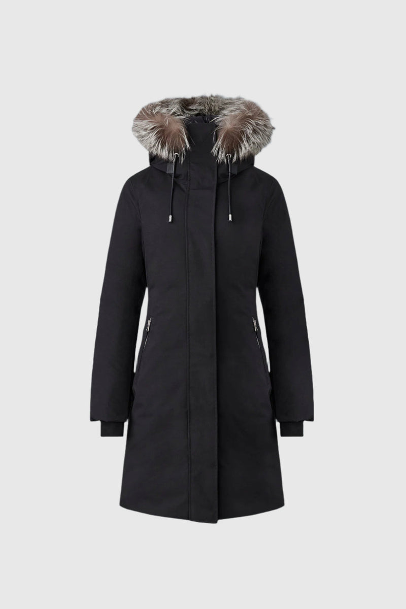 MACKAGE SHILOH-X 2-in-1 fitted down coat with removable bib and silver fox fur