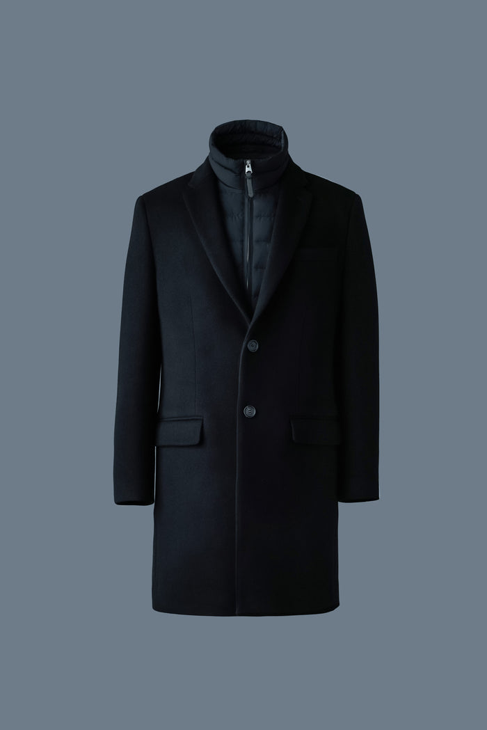 Mackage Mens Skai-SLB 3-in-1 Wool Coat with Removable Down Liner - Black