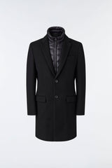 Mackage Skai Black Double-Face Wool Top Coat with Removable Down Liner