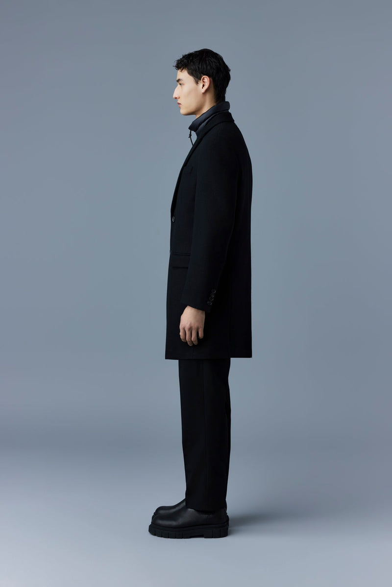 Mackage Skai Black Double-Face Wool Top Coat with Removable Down Liner