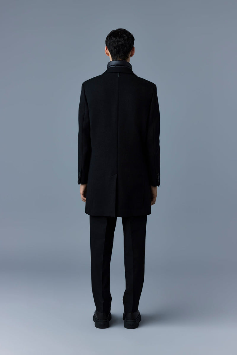 Mackage Skai Black Double-Face Wool Top Coat with Removable Down Liner