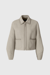 SOLANA-HB Double-Face Herringbone Wool balloon sleeved short jacket