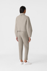 SOLANA-HB Double-Face Herringbone Wool balloon sleeved short jacket