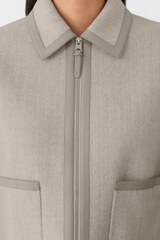 SOLANA-HB Double-Face Herringbone Wool balloon sleeved short jacket