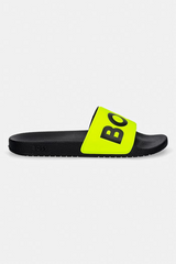 Italian-made slides with large logo detail