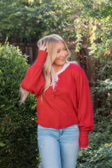 Free People QUINN KNIT TOP - Salsa