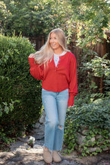 Free People QUINN KNIT TOP - Salsa