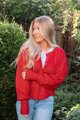 Free People QUINN KNIT TOP - Salsa