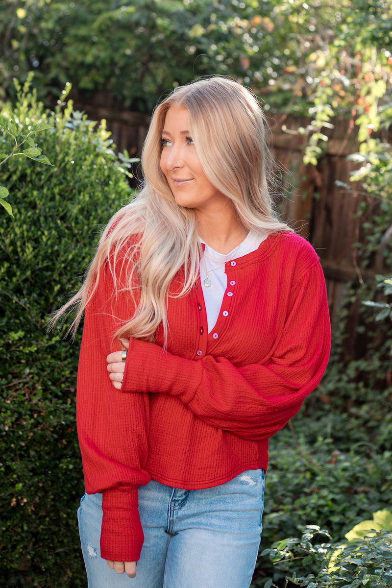 Free People QUINN KNIT TOP - Salsa