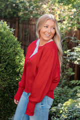 Free People QUINN KNIT TOP - Salsa