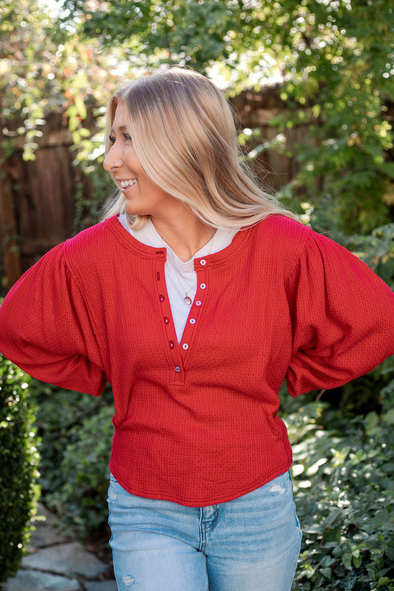 Free People QUINN KNIT TOP - Salsa