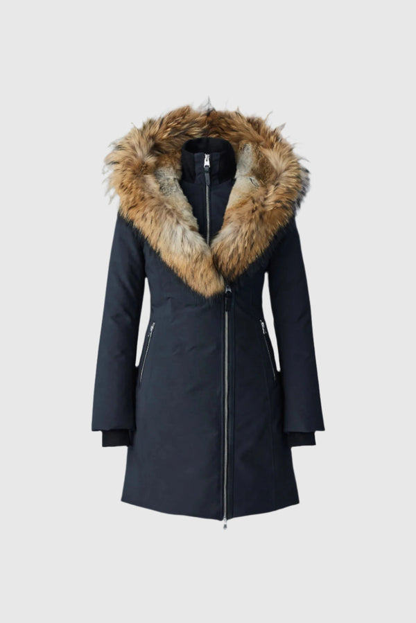 MACKAGE TRISH-F Powder Touch down coat with natural fur Signature Mackage Collar