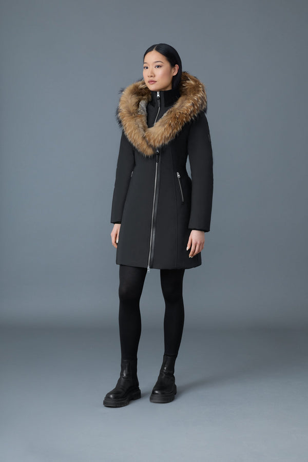 MACKAGE TRISH-F Powder Touch down coat with natural fur Signature Mackage Collar