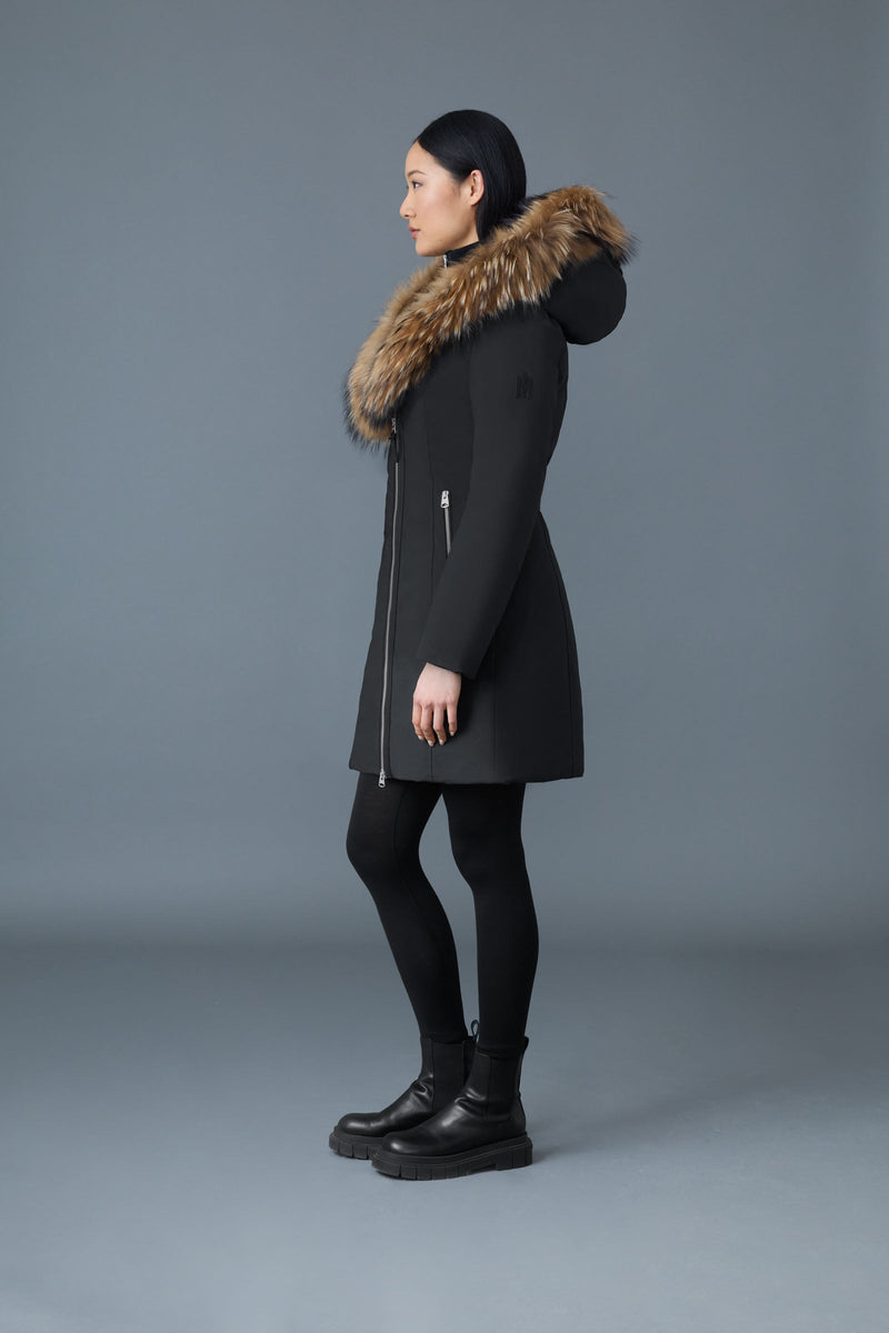 MACKAGE TRISH-F Powder Touch down coat with natural fur Signature Mackage Collar