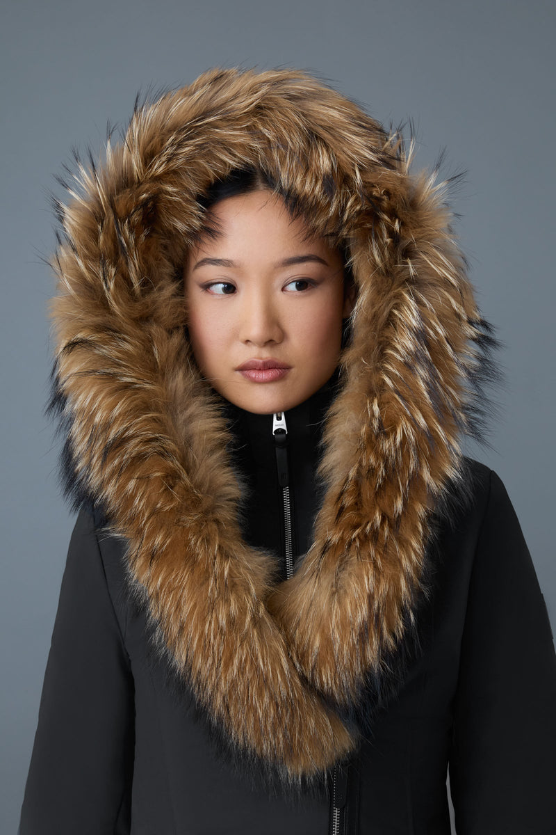 MACKAGE TRISH-F Powder Touch down coat with natural fur Signature Mackage Collar
