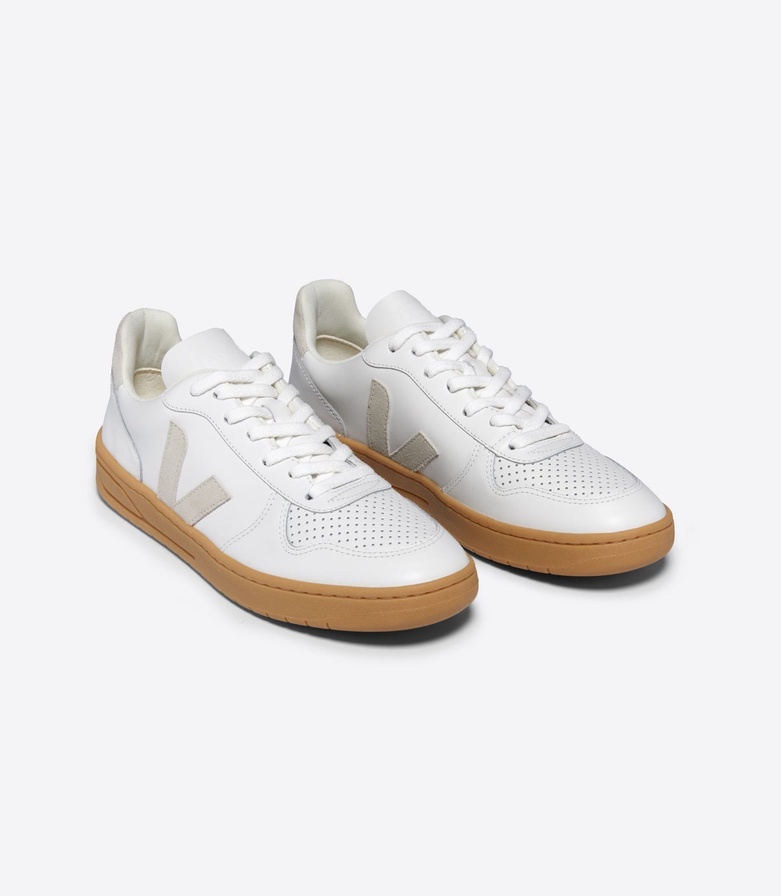 Veja V-10 Leather White Natural Unisex Sneakers – Faded Soul