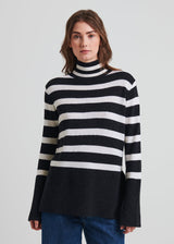 Patrick Assaraf Extra-Fine Merino Stripe Turtleneck