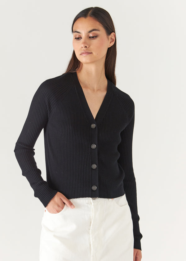 Patrick Assaraf Womens Cotton Cupro Ribbed Cardigan