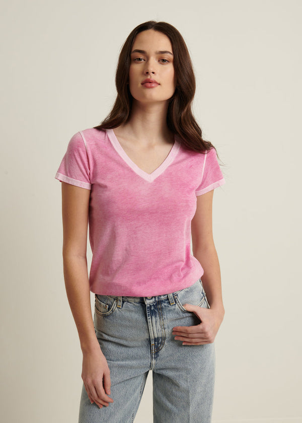Patrick Assaraf Reverse Spray Lightweight Pima Cotton V-Neck T-Shirt