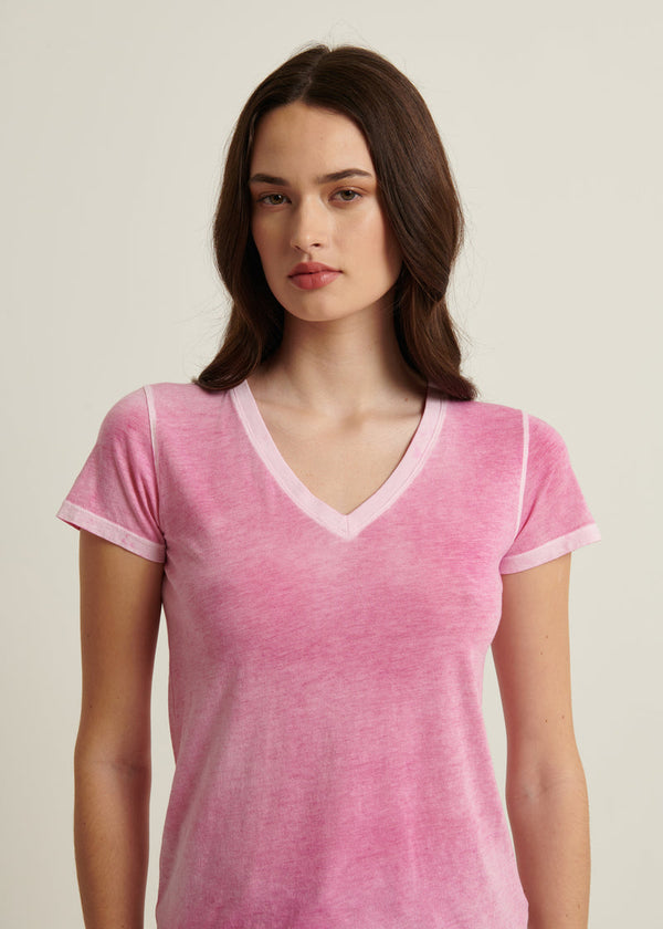 Patrick Assaraf Reverse Spray Lightweight Pima Cotton V-Neck T-Shirt