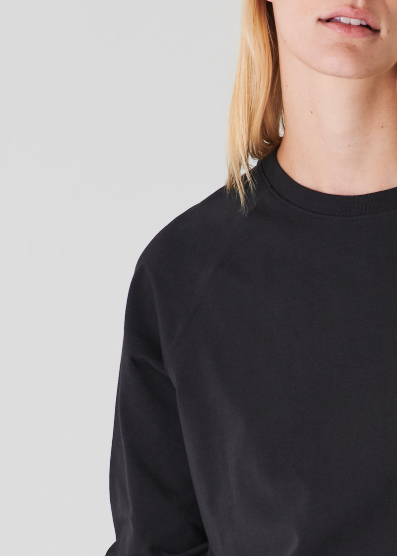 Patrick Assaraf Pima Cotton Stretch Oversized Ranglin Sweatshirt - Black