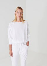 Patrick Assaraf Pima Cotton Stretch Oversized Ranglin Sweatshirt - White