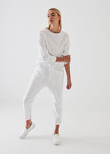 Patrick Assaraf Pima Cotton Stretch Oversized Ranglin Sweatshirt - White