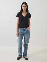 Patrick Assaraf Short Sleeve Iconic V-Neck Stretch Tee