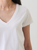 Patrick Assaraf Short Sleeve Iconic V-Neck Stretch Tee