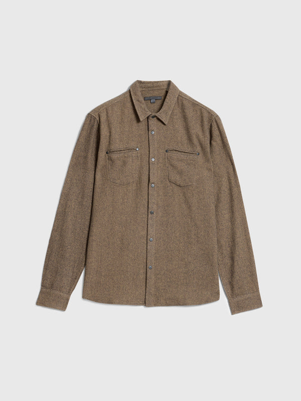 John Varvatos Dario Shirt in Brushed Melange Twill