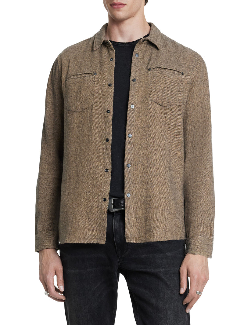 John Varvatos Dario Shirt in Brushed Melange Twill