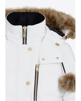Moose knuckles Womens Gold Cambria White Parka with Natural Shearling