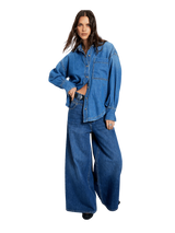 Free People Brand Ashley Denim Shirt - Medium Wash