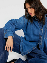 Free People Brand Ashley Denim Shirt - Medium Wash