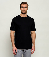 Structured cotton T-shirt with cuff stripes