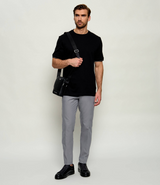 Structured cotton T-shirt with cuff stripes