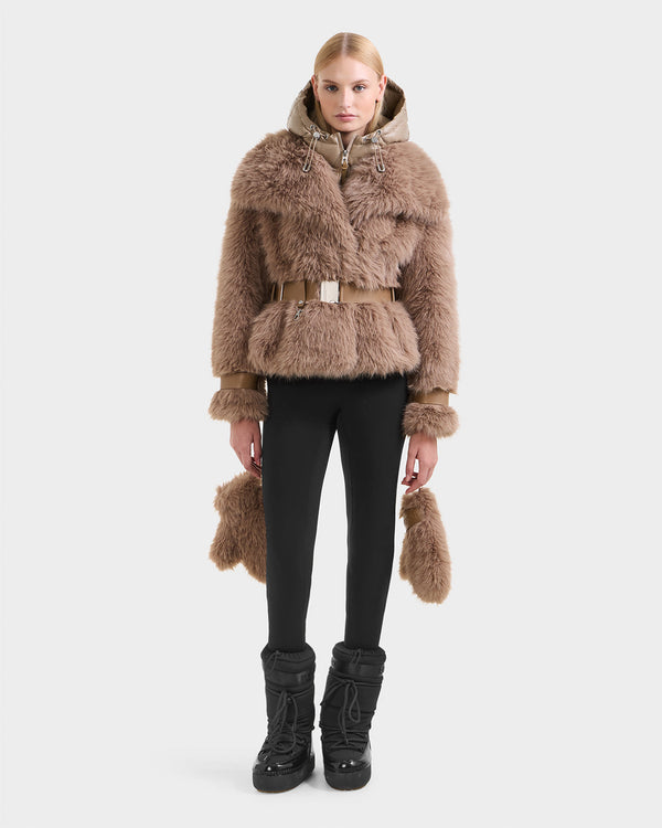 RUDSAK CHLOE WOMEN'S WOMEN'S FAUX FUR COAT WITH REMOVABLE DOWN HOOD DICKIE