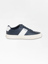 Aiden Faux-leather trainers with grained and plain textures