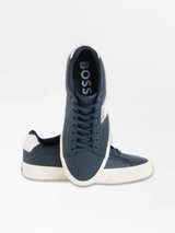 Aiden Faux-leather trainers with grained and plain textures