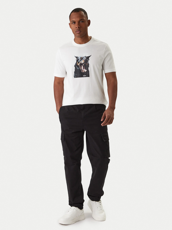 BOSS Cotton-jersey T-shirt with animal artwork